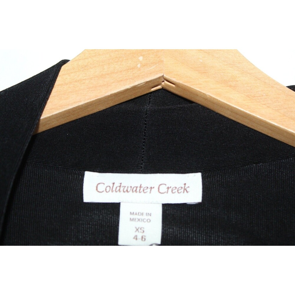 Coldwater Creek black slinky knit cardigan sweater size XS open front office - Picture 6 of 11